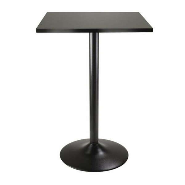 Winsome Trading Pub Table Square Black MDF Top with Black leg and base 20522